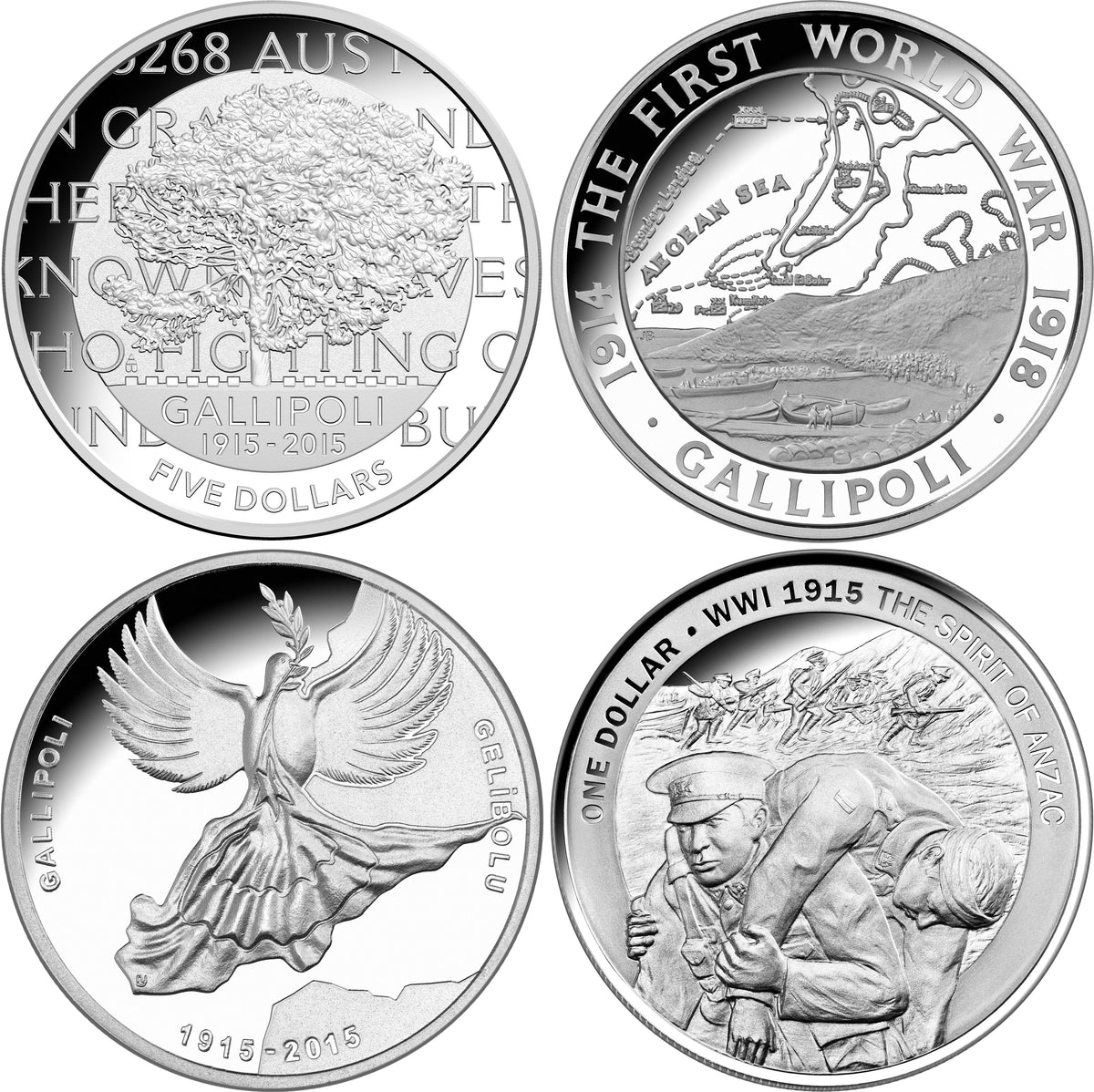 2015 Centenary of The Gallipoli Landing Silver Proof 4 Coin Set