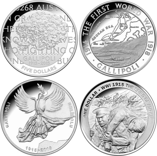 2015 Centenary of The Gallipoli Landing Silver Proof 4 Coin Set