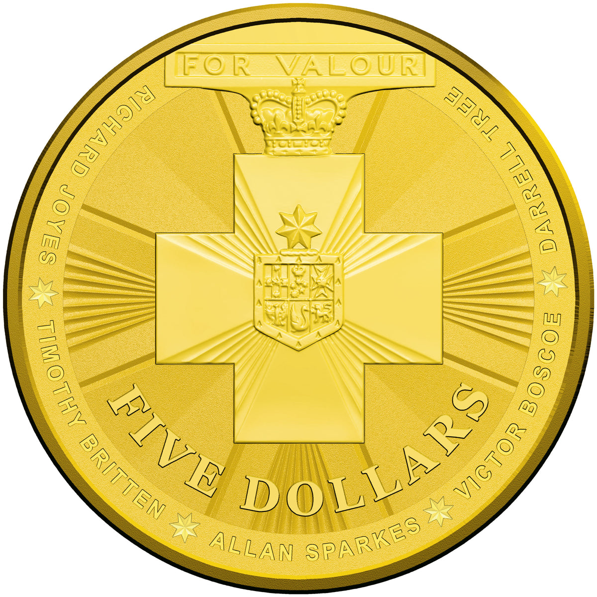2015 $5 Australian Bravery Gold Plated 1oz Silver Uncirculated Coin
