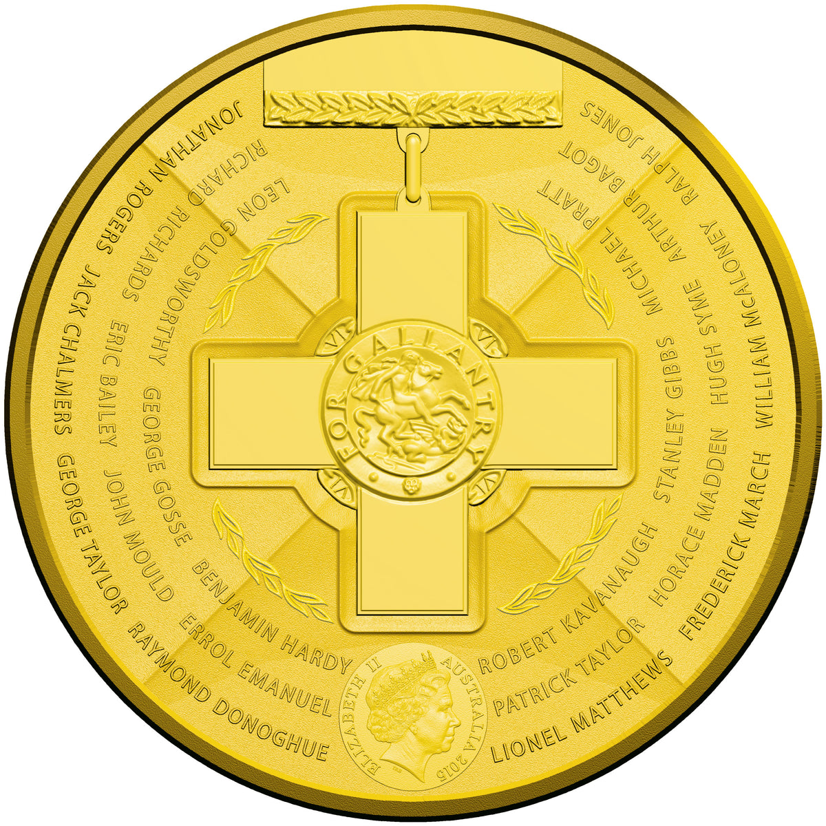2015 $5 Australian Bravery Gold Plated 1oz Silver Uncirculated Coin