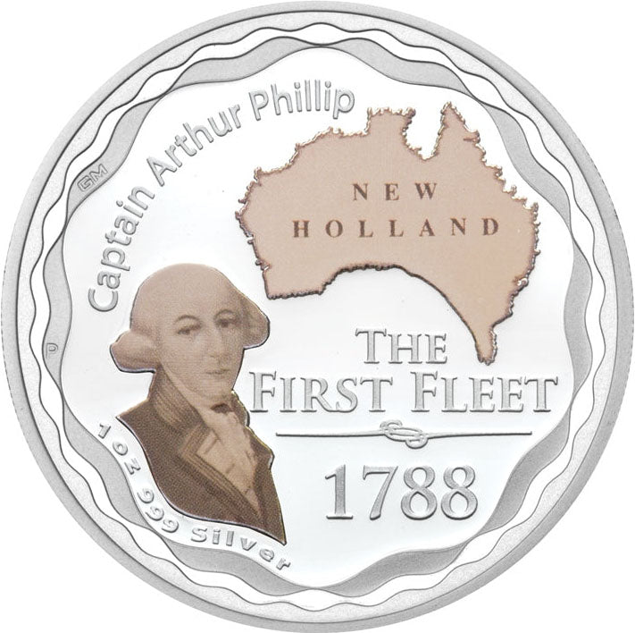 2008 $1 The First Fleet Captain Arthur Phillip 1oz Silver Coloured Proof Coin