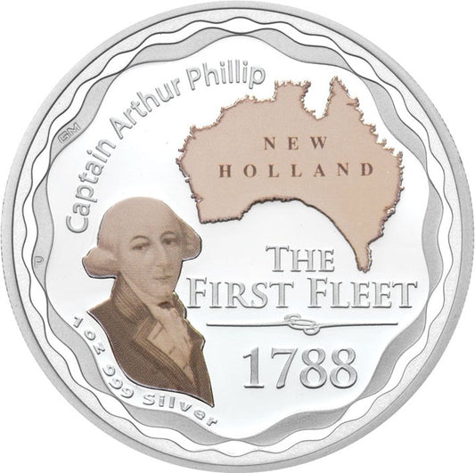 2008 $1 The First Fleet Captain Arthur Phillip 1oz Silver Coloured Proof Coin