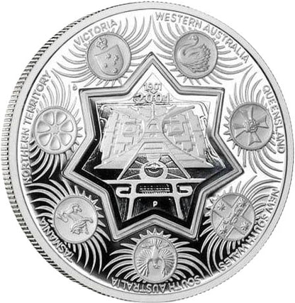 2001 $1 Centenary of Federation Holey Dollar & Dump 1oz Silver Proof Coin