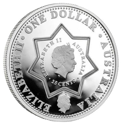 2001 $1 Centenary of Federation Holey Dollar & Dump 1oz Silver Proof Coin