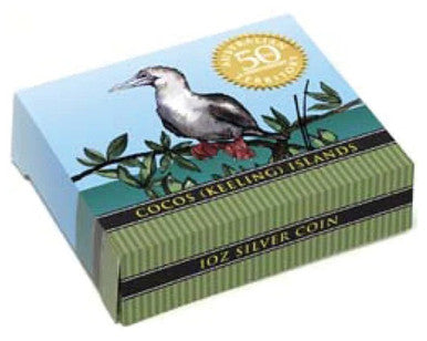 2005 $1 Australian Territory 50th Anniversary Cocos (Keeling) Islands 1oz Silver Coloured Proof Coin