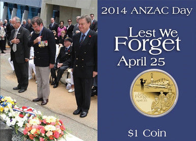 2014 $1 Lest We Forget ANZAC Day Uncirculated Coin