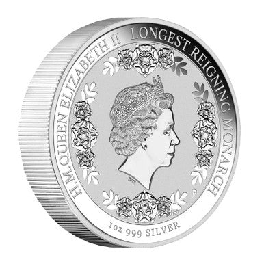 2015 $1 Her Majesty Queen Elizabeth II Longest Reigning Monarch Intaglio 1oz Silver Coin