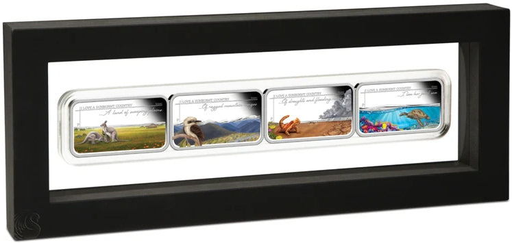 2015 $1 Sunburnt Country 1oz Silver Coloured Proof 4 Rectangle Coin Set