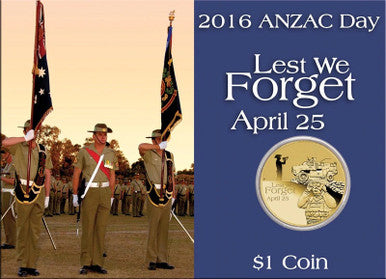 2016 $1 Lest We Forget ANZAC Day Uncirculated Coin