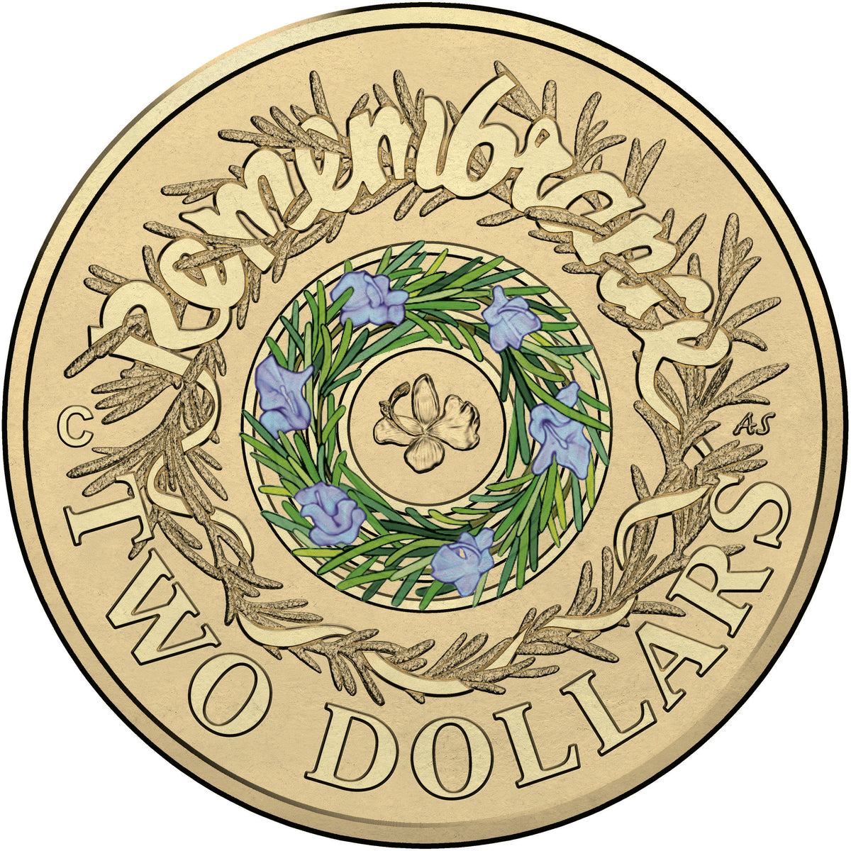 2017 $2 Remembrance Day 'C' Mintmark Coloured Uncirculated Coin