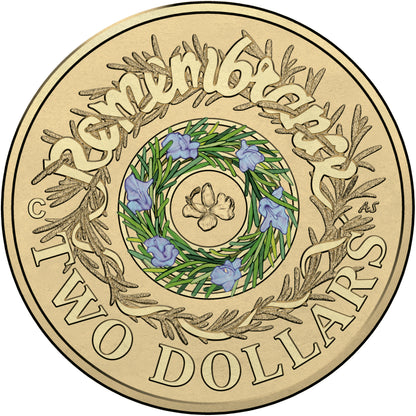 2017 $2 Remembrance Day 'C' Mintmark Coloured Uncirculated Coin