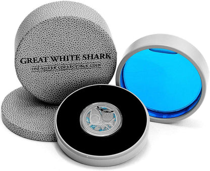 Niue 2012 $2 Ocean Predators Great White Shark 1oz Silver Coloured Proof Coin
