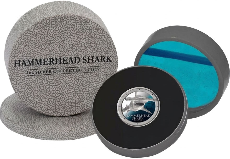 Niue 2013 $2 Ocean Predators Hammerhead Shark 1oz Silver Coloured Proof Coin
