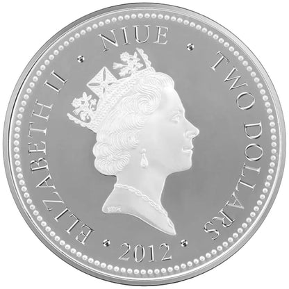 Niue 2012 $2 Feng Shui Koi 1oz Silver Coloured Proof Coin