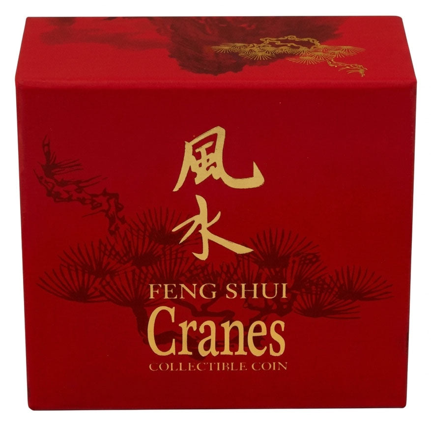 Niue 2013 $2 Feng Shui Cranes 1oz Silver Coloured Proof Coin