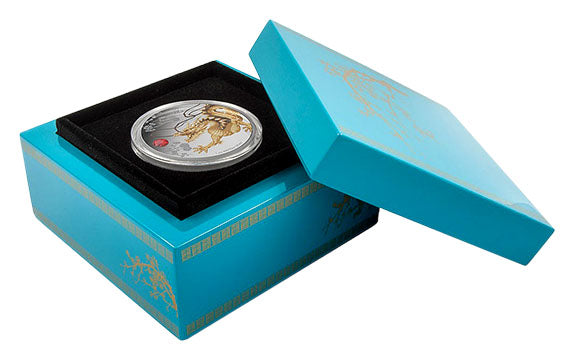 Niue 2015 $2 Feng Shui Dragon 1oz Silver Coloured Proof Coin