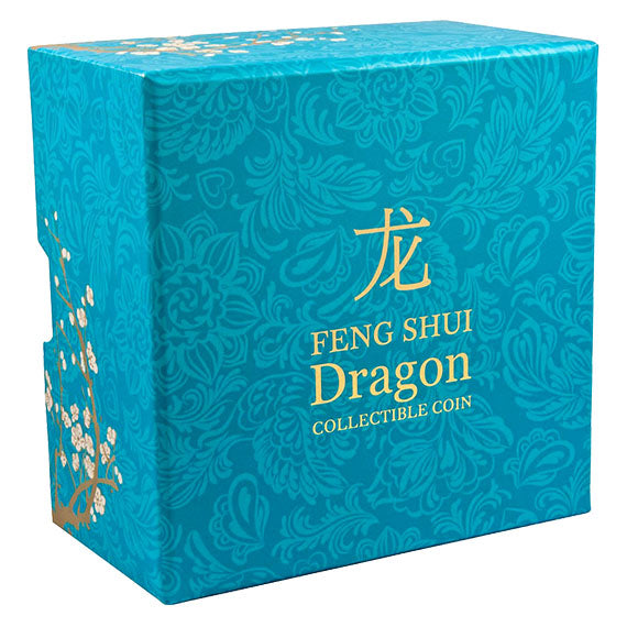 Niue 2015 $2 Feng Shui Dragon 1oz Silver Coloured Proof Coin