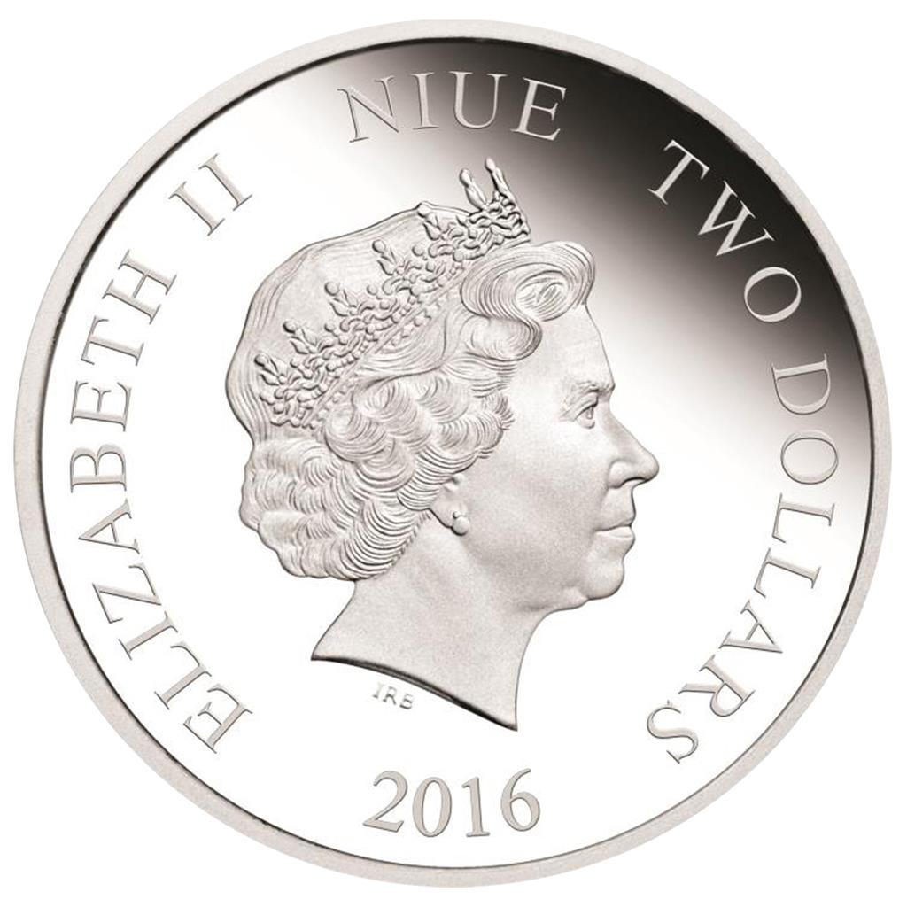 Niue 2016 $2 Feng Shui Money Toad 1oz Silver Coloured Proof Coin