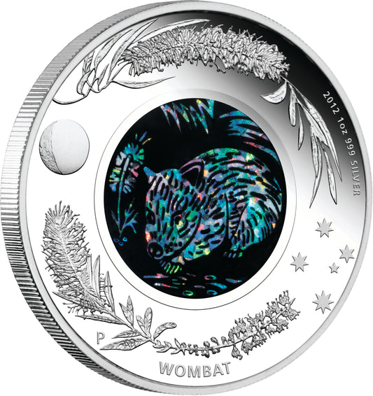2012 $1 Australian Opal The Wombat 1oz Silver Proof Coin