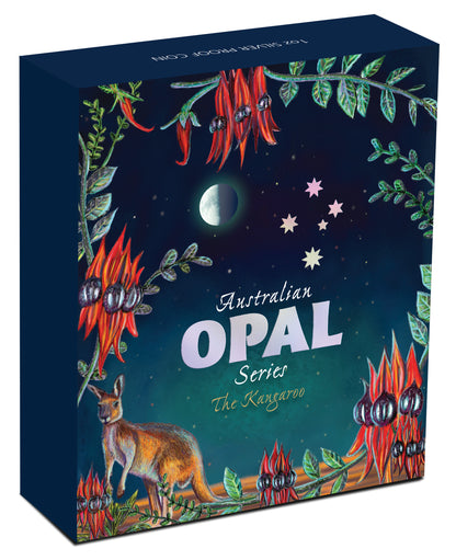2013 $1 Australian Opal The Kangaroo 1oz Silver Proof Coin