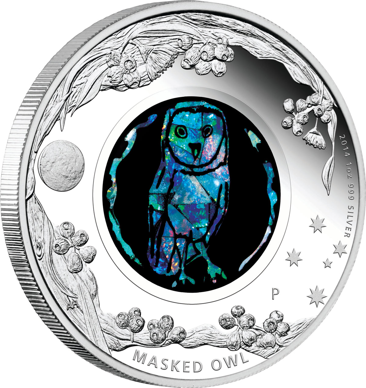 2014 $1 Australian Opal The Masked Owl 1oz Silver Proof Coin