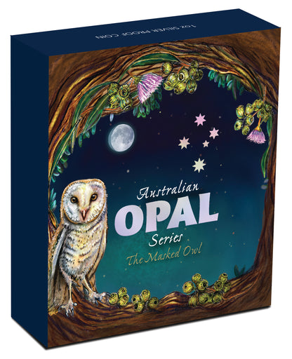 2014 $1 Australian Opal The Masked Owl 1oz Silver Proof Coin