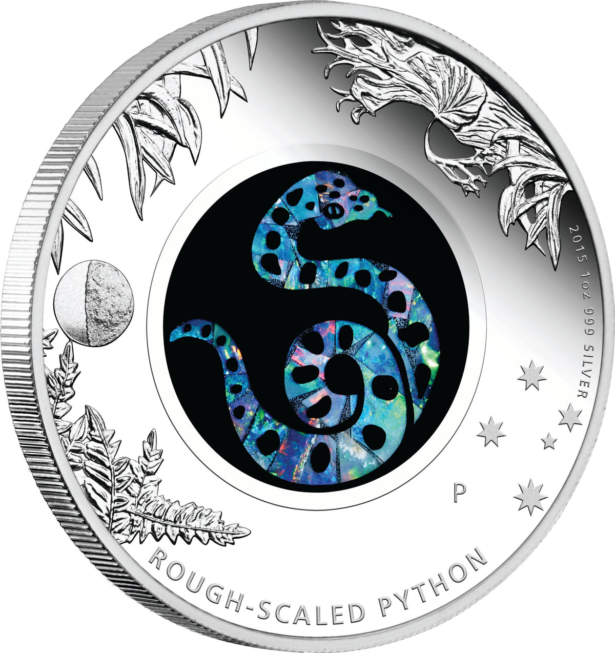 2015 $1 Australian Opal The Rough Scaled Python 1oz Silver Proof Coin