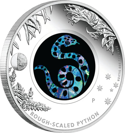 2015 $1 Australian Opal The Rough Scaled Python 1oz Silver Proof Coin