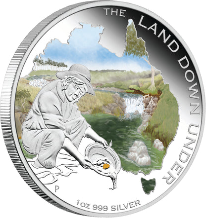 2014 $1 The Land Down Under Gold Rush 1oz Silver Coloured Proof Coin