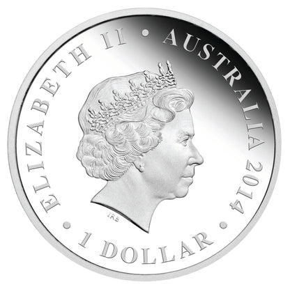 2014 $1 The Land Down Under Gold Rush 1oz Silver Coloured Proof Coin