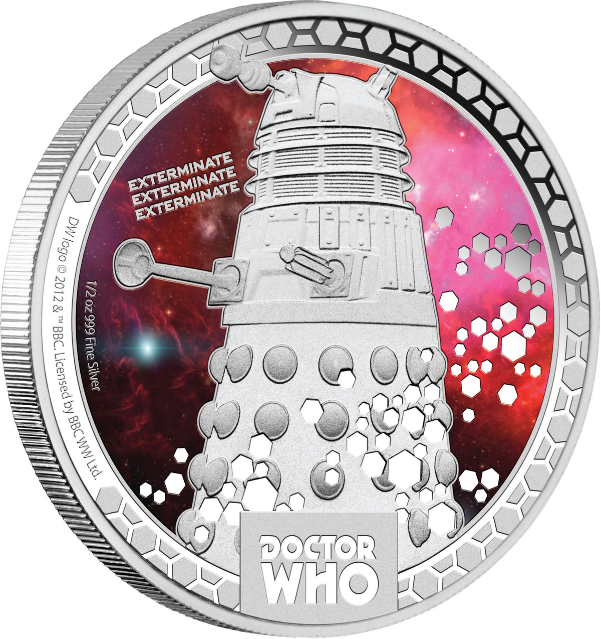 Niue 2014 $1 Doctor Who Daleks 1/2oz Silver Coloured Proof Coin
