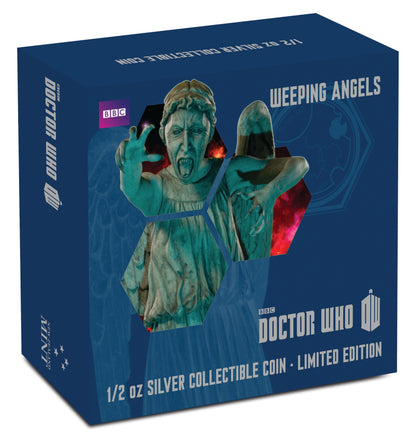 Niue 2014 $1 Doctor Who Weeping Angels 1/2oz Silver Coloured Proof Coin