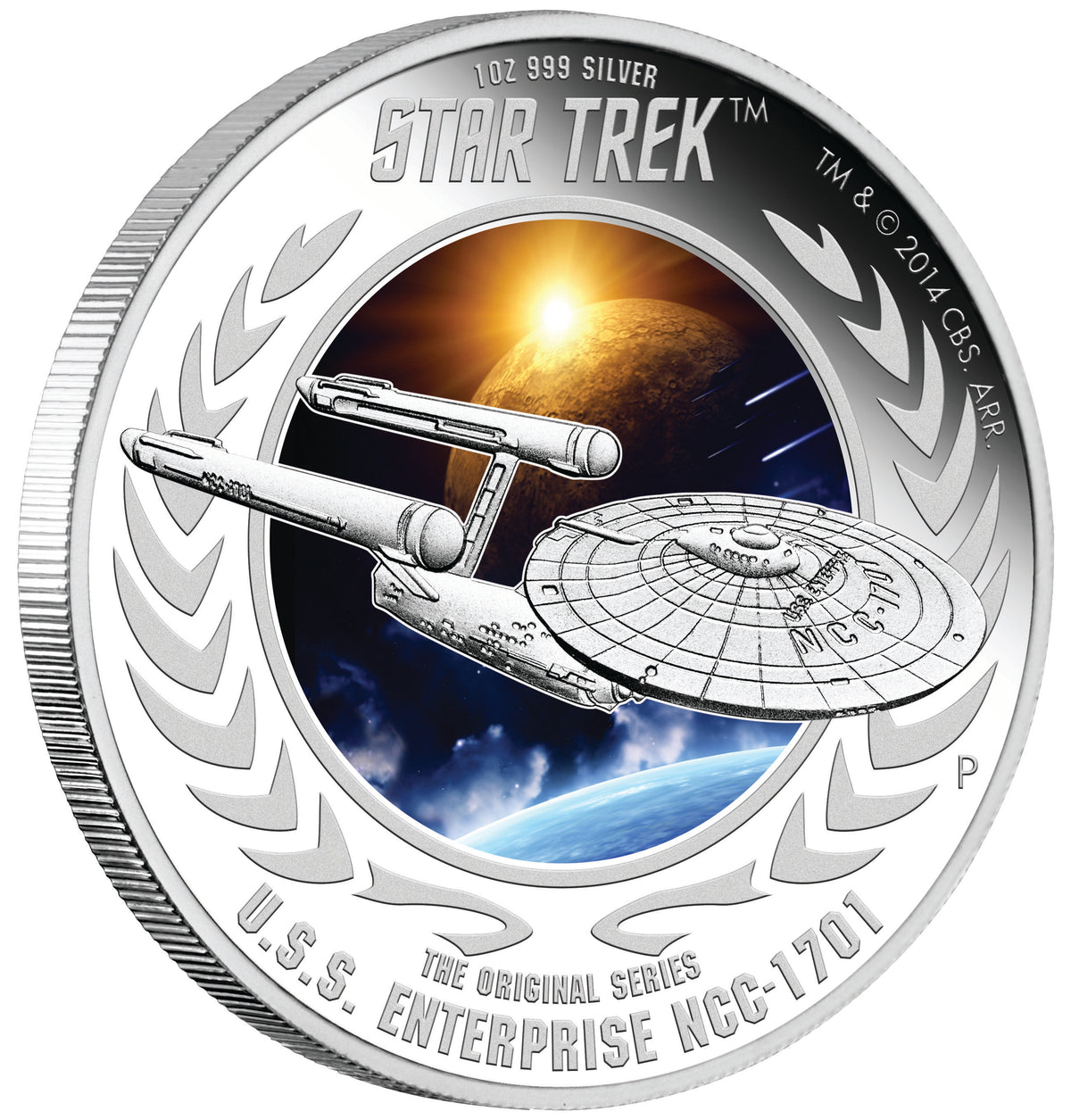 Tuvalu 2015 $1 Star Trek Captain James T. Kirk and USS Enterprise NCC-1701 1oz Silver Coloured Proof 2 Coin Set