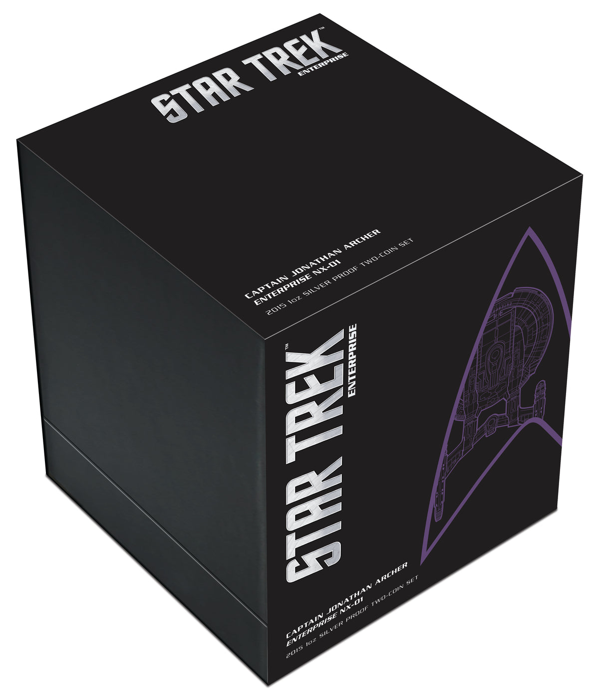 Tuvalu 2015 $1 Star Trek Captain Jonathan Archer and Enterprise NX-01 1oz Silver Coloured Proof 2 Coin Set