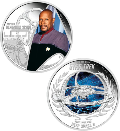 Tuvalu 2015 $1 Star Trek Captain Benjamin Sisko and Deep Space Nine 1oz Silver Coloured Proof 2 Coin Set