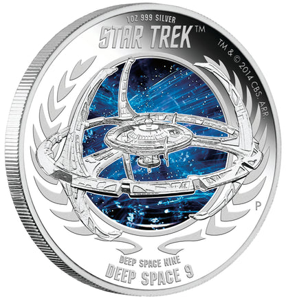 Tuvalu 2015 $1 Star Trek Captain Benjamin Sisko and Deep Space Nine 1oz Silver Coloured Proof 2 Coin Set