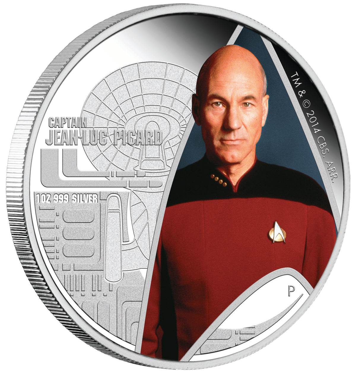 Tuvalu 2015 $1 Star Trek Captain Jean-Luc Picard and USS Enterprise NCC-1701-D 1oz Silver Coloured Proof 2 Coin Set