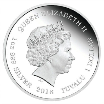Tuvalu 2016 $1 Star Trek Captain Kirk Spock and USS Enterprise NCC-1701 1oz Silver Coloured Proof 2 Coin Set