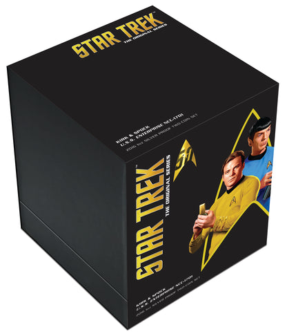 Tuvalu 2016 $1 Star Trek Captain Kirk Spock and USS Enterprise NCC-1701 1oz Silver Coloured Proof 2 Coin Set