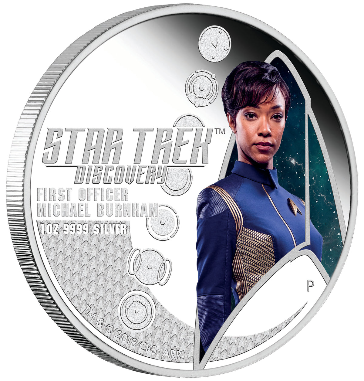 Tuvalu 2018 $1 Star Trek Discovery First Officer Michael Burnham and USS Discovery NCC-1031 1oz Silver Coloured Proof 2 Coin Set