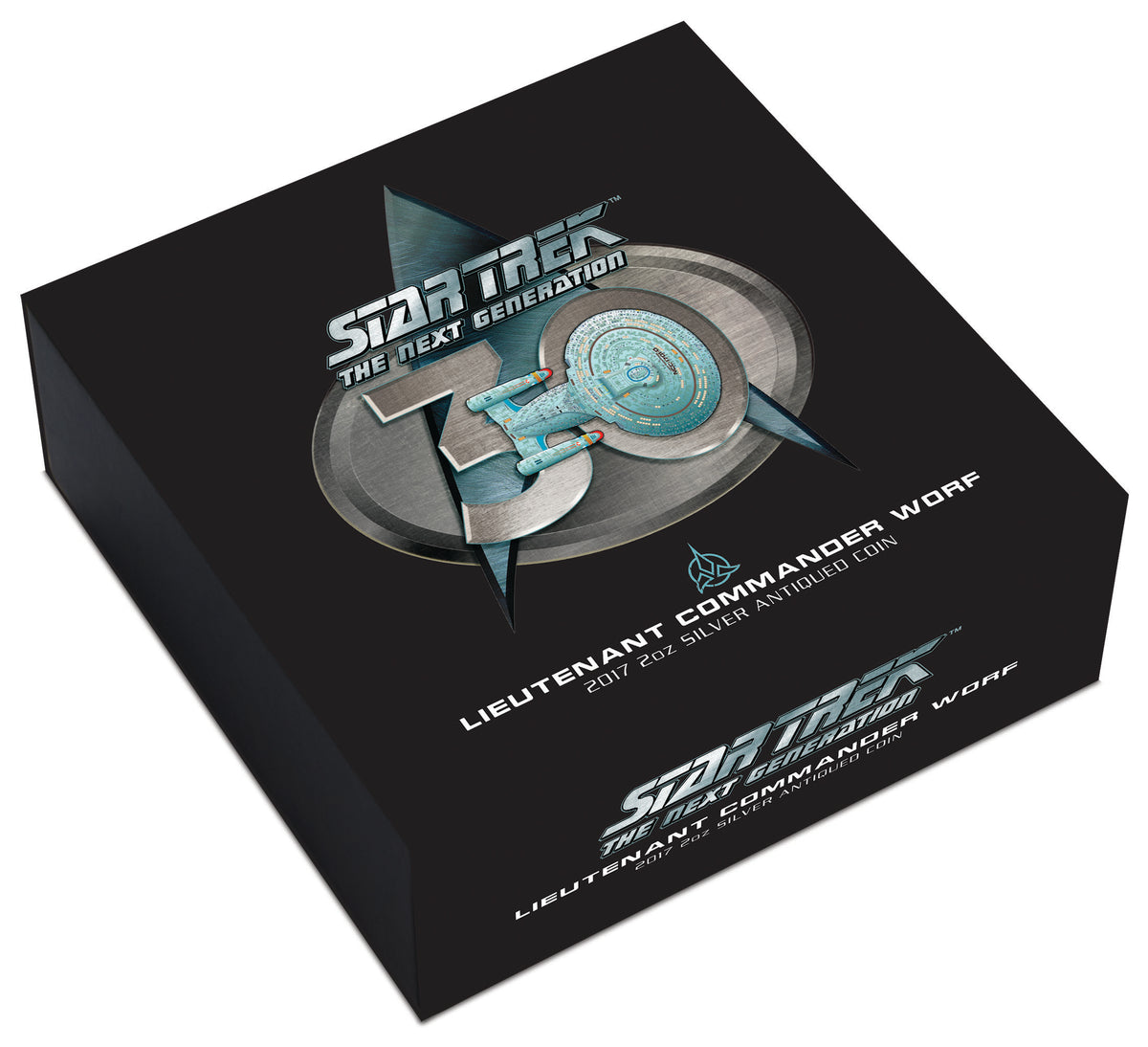 Tuvalu 2017 $2 Star Trek The Next Generation 30th Anniversary Worf 2oz Silver Antiqued Coin