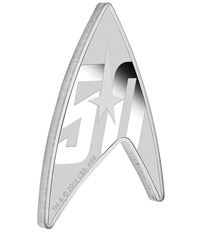 Tuvalu 2016 $1 Star Trek 50th Anniversary Delta 1oz Silver Shaped Coin