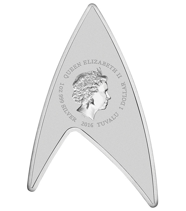 Tuvalu 2016 $1 Star Trek 50th Anniversary Delta 1oz Silver Shaped Coin