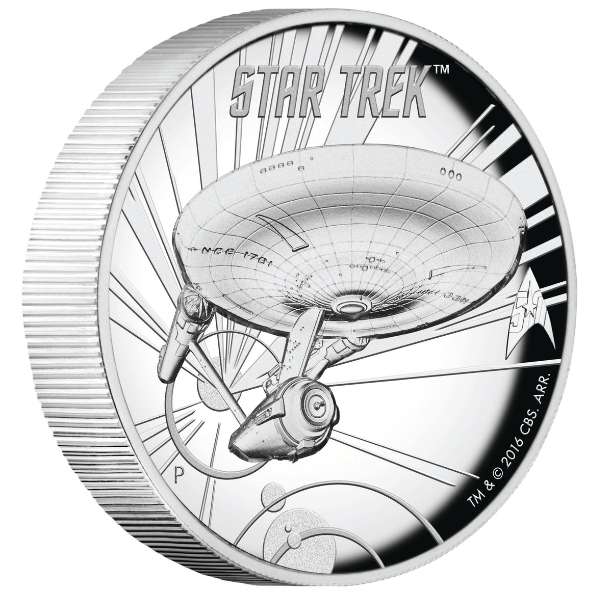 Tuvalu 2016 $1 Star Trek 50th Anniversary USS Enterprise NCC-1701 1oz Silver High Relief Proof Coin