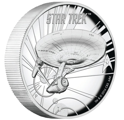 Tuvalu 2016 $1 Star Trek 50th Anniversary USS Enterprise NCC-1701 1oz Silver High Relief Proof Coin