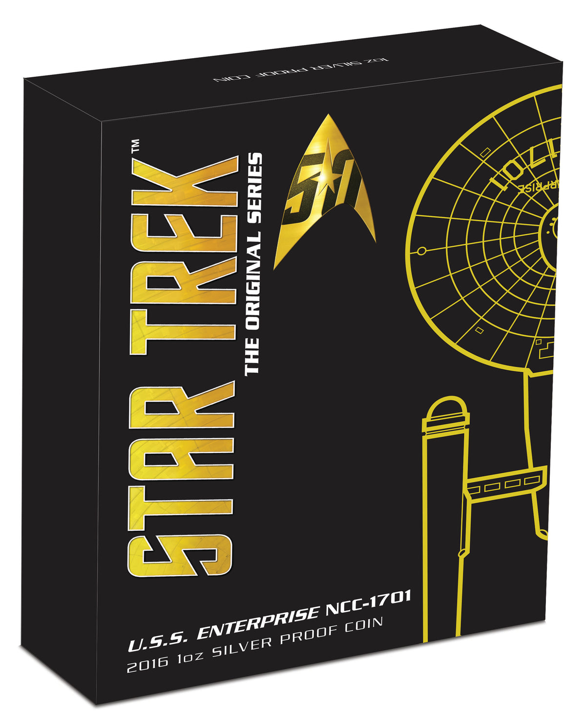 Tuvalu 2016 $1 Star Trek 50th Anniversary USS Enterprise NCC-1701 1oz Silver High Relief Proof Coin