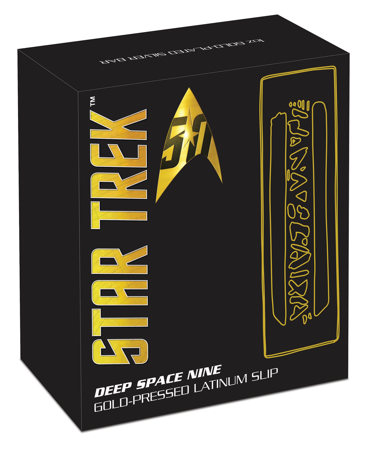 2016 Star Trek 50th Anniversary Deep Space Nine Latinum Slip 1oz Silver Gold Plated Bar