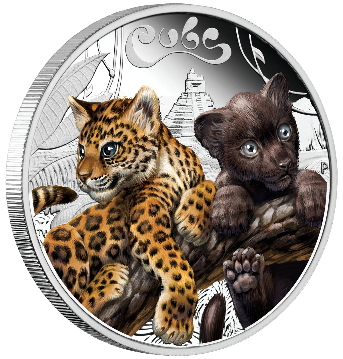 Tuvalu 2016 50c Cubs Jaguar 1/2oz Silver Coloured Proof Coin