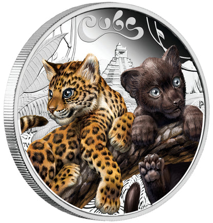 Tuvalu 2016 50c Cubs Jaguar 1/2oz Silver Coloured Proof Coin