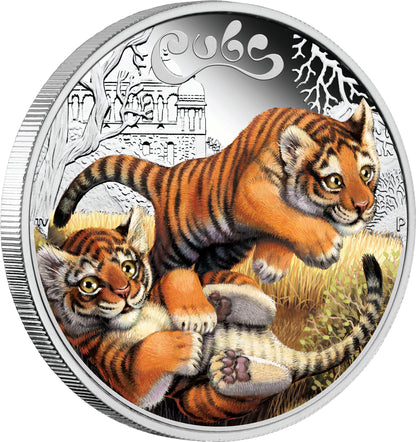 Tuvalu 2016 50c Cubs Tiger 1/2oz Silver Coloured Proof Coin